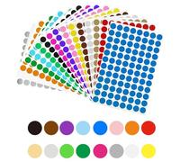 1536 Pièce Autocollantes Rondes Étiquett,16 Couleurs 15mm Vives en Papier Adhésif,Pastilles Repositionnables,Multicolore Mini Gommettes Autocollantes,Pour Bureau,Famille