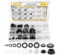 155 Pièces Rondelles en Silicone et Caoutchouc Kit, 20 Tailles | Joint Robinet Exterieur Avec Filtre à Maille, Joint Plomberie d'étanchéité pour Tuyau de Douche, Vanne, Pompe, Plomberie