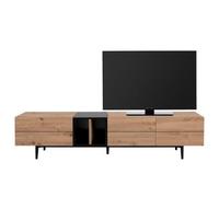1560 TV 3 abattants - Décor chene et noir - L 195 x P 37 x H 48 cm - NOLA