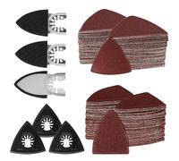 156Pièces Plaques Abrasives Multi-outils, 3 Plateau De Ponçage Triangulaire | 3 Doigts De Ponçage, 150 Feuilles de Papier Abrasif, pour Polir les Meubles et Détartrer le Papier de Verre