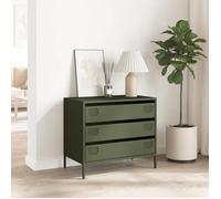(15867)Commode - contemporain - Buffet rangement - vert olive 68x39x58,5 cm acier laminé à froid ,poid:19.03 kg