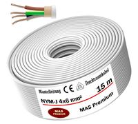 15m de câble électrique pour locaux humides Câble sous gaine NYM-J 4x6 mm² Câble électrique