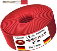 15m de câble solaire Câble solaire H1Z2Z2-K 10 mm² Rouge Photovoltaïque Sans halogène