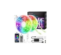 15m ruban led rgb musique, hovvida bluetooth bande led rgb 12v, contrôlé par app, ir télécommande et contrôleur, 16 millions de couleurs, 28 modes G