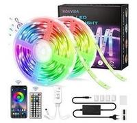 15m ruban led rgb musique, hovvida bluetooth bande led rgb 12v, contrôlé par app, ir télécommande et contrôleur, 16 millions de couleurs, 28 modes G