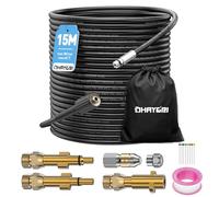 15M Tuyau Déboucheur Canalisation Haute Pression pour Kärcher, Lavor, Bosch | 180Bar Kit Furet Professionnel, 3 Adaptateurs Cuivre Robustes pour Karcher K2-K7 HD HDS/Parkside, 2 Buses: Rigides/Rotatives