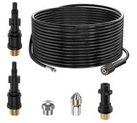 15M Tuyau Déboucheur Canalisation pour Neteur Haute Pression Kärcher K2 K3 K4 K5 K6 K7 HD 15M 3 ADAPTATEURS 2 TUYAUX HAUTE PRESSION