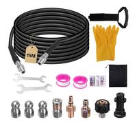 15M Tuyau Nettoyeur Haute Pression, Tuyau de Nettoyage de Canalisation, Tuyau de Rechange Haute Pression Compatible avec Karcher K2-K7, Inclut Adaptateurs, Buses, Sac et Ruban PTFE, 400 Bar 140°F