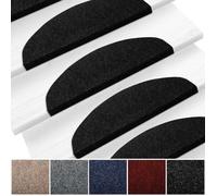 15pcs Tapis d'Escalier Auto-adhésifs Marchette Escalier Tapis de Sol Muet de Sécurité (Noir, 65x21x4 cm)