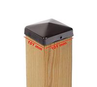 15x Chapeau de Poteau Pyramide 101x101 mm - Capuchon pour Poteaux en Bois 100x100 mm - Acier Laqué Noir - Protection Robuste pour Clôture et Jardin - Avec 2 Trous de Fixation