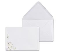 15x enveloppes de Noël - DIN C5 - avec pluie d'étoiles dorées métallisées en relief, enveloppe festive mate en blanc - collage humide, 110 g/m² - 154 x 220 mm - Marque : GUSTAV NEUSER