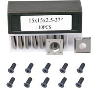 15x15x2.5mm-37° Square Tungsten Cutters Inserts | Carbide Blade Replacement for Woodworking Spiral Helical Planer Head 10pcs
