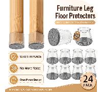16/20/24 pièces Capuchons de pieds de chaise, protecteurs de sol ronds transparents gris, nouveau design - offre une meilleure couverture, facile à installer, sans outils requis, sans dommage au bas d