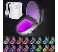 16 Couleurs Changement Lumiere Cuvette WC, Lampe de Toilette Cuvette LED Lampe Automatique Veilleuse Détecteur Mouvement (B)