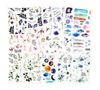 16 feuilles Autocollant de transfert à frotter Autocollants Scrapbook Autocollants de fleur Autocollant de plante de décoration pour Diary Album Journals DIY Arts and Crafts (Valley)