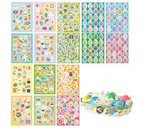 16 Feuilles Pâques Autocollants, Paques Stickers Autocollants en Vinyle pour Enfants DIY Craft Art Faire de la Décoration, Autocollants Pâques pour Enfants - Gommettes Pâques Mignonnes