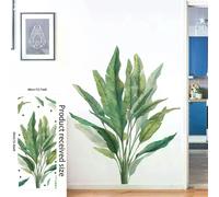 16 grands stickers muraux en PVC motif plantes tropicales vertes, feuilles de palmier, pour salon, avec affiche, disque vinyle, décoration d'intérieur~01068