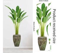 16 grands stickers muraux en PVC motif plantes tropicales vertes, feuilles de palmier, pour salon, avec affiche, disque vinyle, décoration d'intérieur~01065