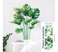16 grands stickers muraux en PVC motif plantes tropicales vertes, feuilles de palmier, pour salon, avec affiche, disque vinyle, décoration d'intérieur~01069