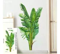16 grands stickers muraux en PVC motif plantes tropicales vertes, feuilles de palmier, pour salon, avec affiche, disque vinyle, décoration d'intérieur~01067