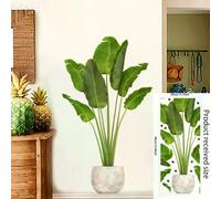 16 grands stickers muraux en PVC motif plantes tropicales vertes, feuilles de palmier, pour salon, avec affiche, disque vinyle, décoration d'intérieur~00714