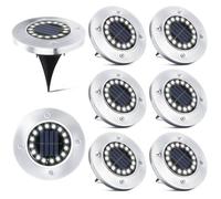 16 LED Lampe Solaire Extérieur-8 Pièces Spot Solaire Jardin Etanche Lampadaire pour Passerelle Chemin Terrasse Cour Souterraine En