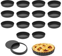 16 moules à mini-tartes de 12 cm, antiadhésifs, avec fond amovible