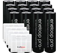 16 Pack Kraftmax Panasonic Pro XX Piles AA/Mignon - Dernière génération - 2550 mAh Batterie Haute Performance Piles dans Kraftmax Batterie Box V5