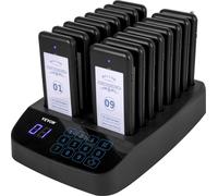 16 pagers Système d'appel pour restaurant, 98 canaux de pagers pour clients, écran tactile Système d'appel sans fil pour restaurant, noir Appel sans fil des clients Système d'appel sans fil des client