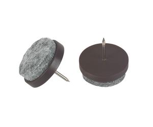 16 patins en feutre à clou ronds marron Fix o moll 24 x 24mm