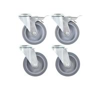 16 pcs Roulettes pivotantes à trou de boulon 100 mm