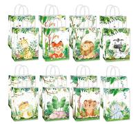 16 Pcs Sachet Bonbons Anniversaire, Animaux Sac Cadeau, Cadeau Jungle Animaux Pochette Bonbon, Sac Cadeau Anniversaire Enfant, Pochette Cadeau Papier Décoration Thème Jungle Fournitures de Fête