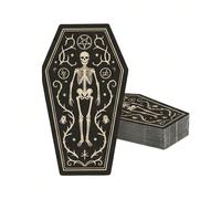 16 pièces/1 paquet Serviettes en papier squelette d'Halloween, serviettes jetables en forme de cercueil de squelette, fournitures de fête d'Halloween, utilisées pour la décoration, les cadeaux de fête