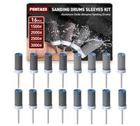 16 Pièces 1500/2000/2500/3000 Grains Tambours de Ponçage pour Outil Rotatif Dremel, Mèches de Ponçage, Manchons Abrasifs Avec des Tiges de 3 mm, Manchons de Ponçage pour le Ponçage et le Polissage