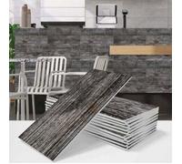 16 Pièces Adhésive Décorative à Carreaux, Vintage Stickers Carrelage Autocollant Carreau Grain de Bois Revêtement sol PVC pour