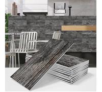 16 Pièces Adhésive Décorative à Carreaux, Vintage Stickers Carrelage Autocollant Carreau Grain de Bois Revêtement sol PVC pour Sa