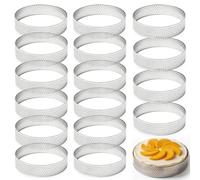 16 Pièces Cercle à Tarte Perforé 8 cm, Cercle à Pâtisserie en Acier Inoxydable 430, Cercles Mousse avec Trous, Moule Tartelette Rond, Cercles à Dessert pour Quiche, Tartes, Muffins et Gâteaux
