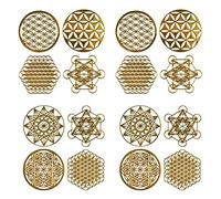 16 PièCes/Ensemble MéTal éNergie DéCor Autocollant Fleur de Vie FêTe des Enfants Cadeaux 7 Chakra Cuivre éNergie Tour Orgonite Autocollants