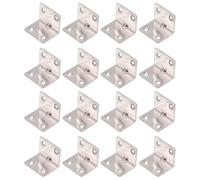 16 Pièces Équerre D'angle en L Acier Inoxydable Renforcée 90 | Trous de Vis, pour Plateaux, Étagères et Bureaux, Finition Argenté, Assemblage Stable