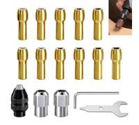 16 Pièces Mandrins Pince de Serrage pour Dremel 4486 4485 4250 4000 3000 200 8200, Embout Changement Rapide Laiton 0,5mm à 3,2mm Adaptateur Accessoires Perceuse Sans Clé, Pinces en Laiton