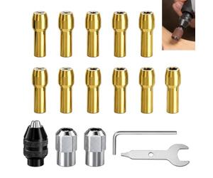 16 Pièces Mandrins Pince de Serrage pour Dremel 4486 4485 4250 4000 3000 200 8200, Embout Changement Rapide Laiton 0,5mm à 3,2mm Adaptateur Accessoires Perceuse Sans Clé, Pinces en Laiton