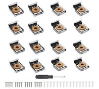 16 Pieces Mirror Brackets, Frameless Square Mirror Bracket, Spring-Mounted Mirror Mounting Kit, With Silver Pins And Screws, For Heavy Duty Mirrors, Glass