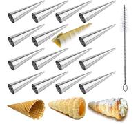 16 Pièces Moules Crème à Pâtisserie en Acier Inoxydable Cônes Droit - Grande Taille Cornets à la Crème Conique Spirale