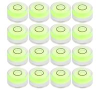 16 Pièces Niveau à Bulle Circulaire 15mm, 6mm Plat, Vert | Plastique, Haute Précision et Stabilité, Résistance Renforcée, pour Surfaces Extérieures et Réglage Multidirectionnel