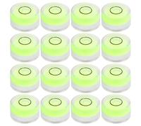 16 Pièces Niveau à Bulle Circulaire 15mm, Hauteur 6mm, Vert | Surface Stable Toutes Directions, Précision Élevée, Résistance Fiable, Plastique, Format Compact