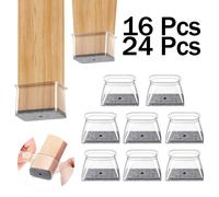 16 pièces-protecteurs de sol de jambe de chaise protecteurs de jambe de chaise rectangulaires pour planchers de bois dur coussinets en Silicone couvre pour protéger les sols L ( Fit 38-50mm )