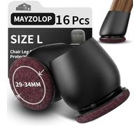 16 Pièces Protection Pied de Chaise, Diamètre 29-34 mm, Patin de Chaise avec Feutre Épaissi, Noir Tampons Élastiques, Adaptables aux Chaises, Canapés, Tables - Protège Sols et Réduit Le Bruit