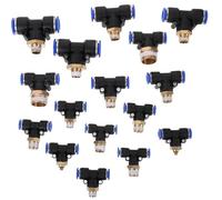 16 Pièces Raccord Pneumatique à Connexion Rapide Pb Série | Triple Dérivation Filetée, pour Souffleur et Tuyau D’air, Remplacement D’ancienne Pièce, Montage Simple