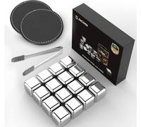 16 pièces réutilisables Set de glaçons en acier inoxydable - Whisky pierres Ice Cubes pour boissons