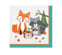 16 Serviettes en papier animaux de la forêt 33 x 33 cm